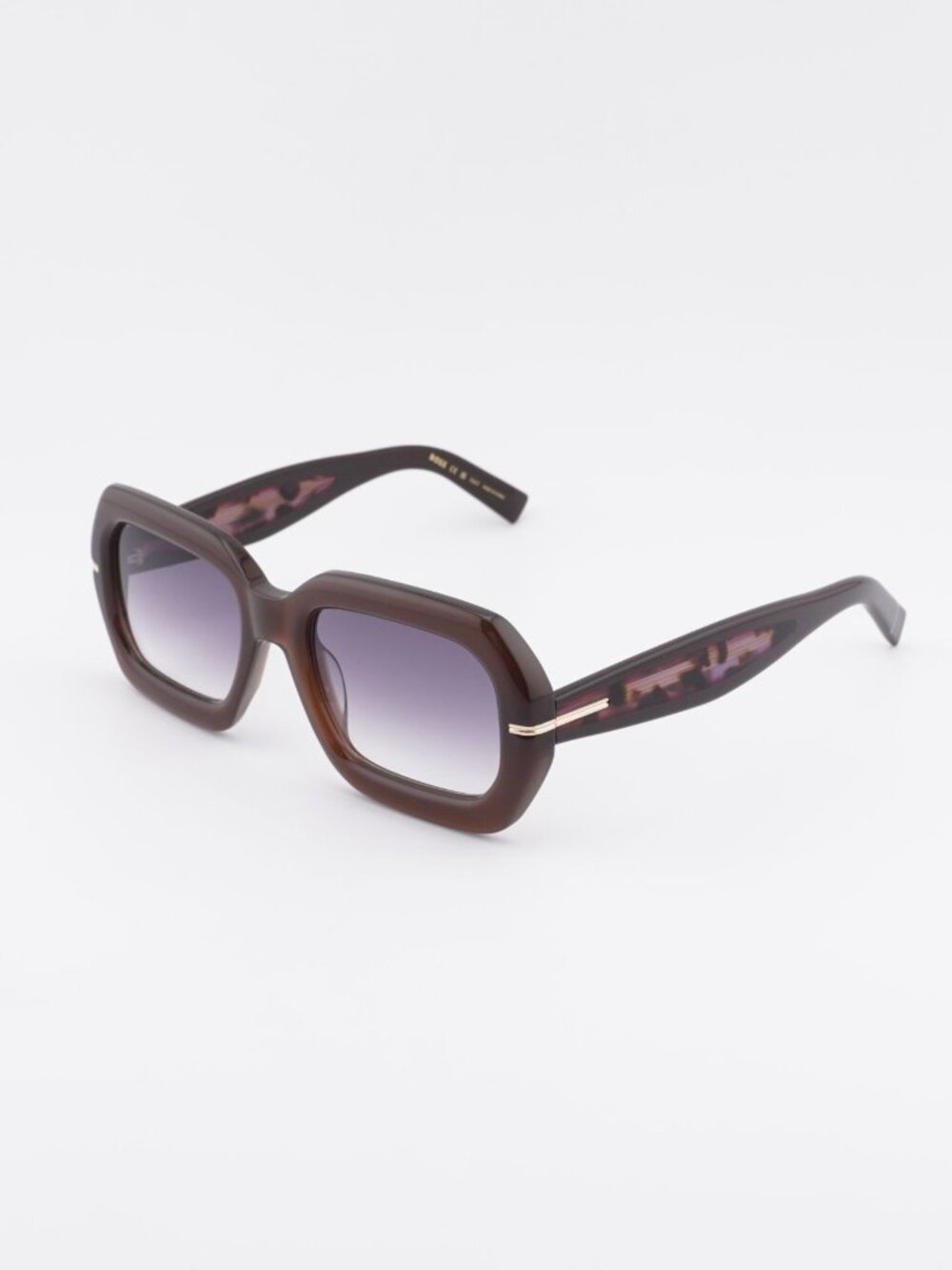 Hugo BOSS 1732/G/S 009Q DG Sunglasses Brown Rectangle Frame, Violet Lenses